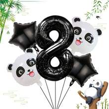 Panda Digital Balloon Set, Including Panda-Shaped Balloon And Black Star Foil Balloon, Suitable For Panda-Themed Birthday Parties, Jungle Adventure Parties, Baby Shower, Gender Reveal Parties, Zoo Events, Photo Booth Props, And Children's Party Decor - Panda - View 17