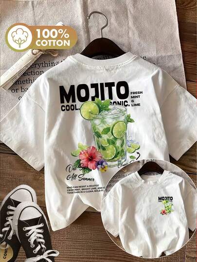 T-shirt Mojito-Monokle avec motif citron, chemise de bar d'été, t-shirt pour femme, tenue décontractée, vêtements d'été, adapté au streetwear et aux fêtes.