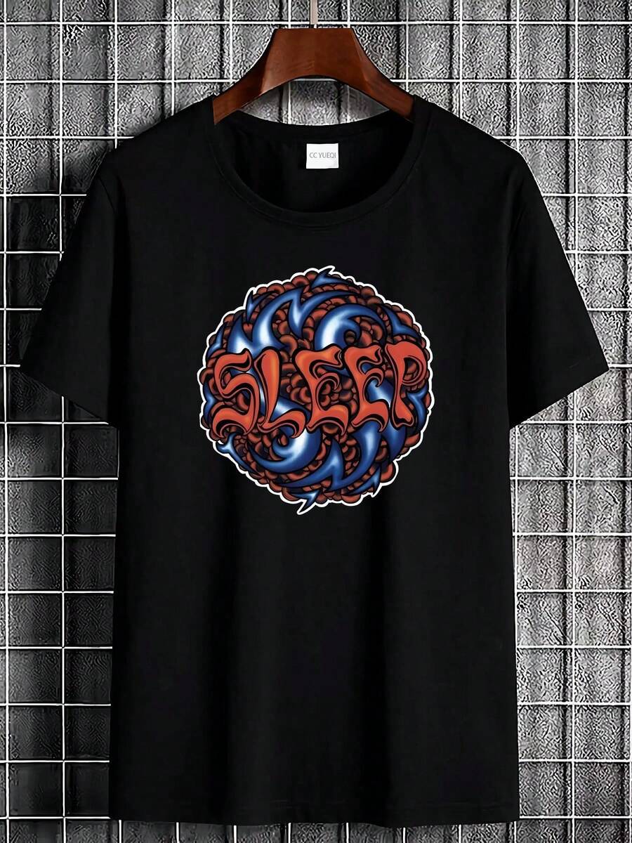 miseta de dormir| Tallas unisex S M L XL 2345XL. Moda urbana con diseño elástico. Camisetas suaves, cómodas y versátiles para hombre y mujer. Ropa de diseñador para uso diario. Transpirable. - Negro - Ver 1