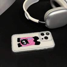 Funda Transparente TPuave, Gatito en Pose Invertida y Pedrería Brillante, Antigolpes, Compatible 11~17 Pro - transparente - Ver 1