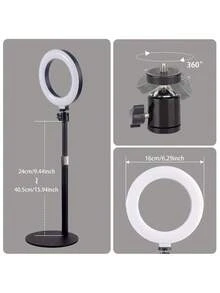 6 吋 LED 桌面環形燈附可調式支架 - 適用於視訊會議、Zoom 通話、自拍與直播 - USB 供電，黑色，視訊會議照明 | 時尚環形燈 | USB 供電光源，視訊會議桌面燈 - 黑色 - 查看 8