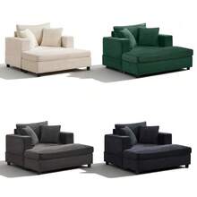 Chaise Longue With Footrest And Storage Space, Lounge Sofa With 3 Cushions For Living Room And Bedroom - Emerald - 查看 7