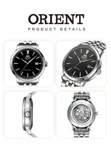 Orient Men's Automatic Mechanical Watch, Black Dial, Stainless Steel Strap, Luminous Hands, Calendar, No Battery, Japanese Movement, High-End Luxury Business Formal Wristwatch, Gift For Husband, Father - Black - View 6