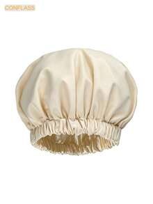 CONFLASS 1pc Satin Waterproof Shower Cap Hair Care Cap Solid Color Bohemian Style Shower Cap For Daily Use In Spring Summer Autumn Winter - Multicolor - View 6