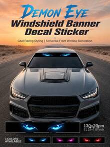 Cool Devil Windshield Banner Car Sticker, Waterproof Sun Protection Car Window Shade Decal, Universal Personalized Vehicle Exterior Modification Accessory - A - View 4