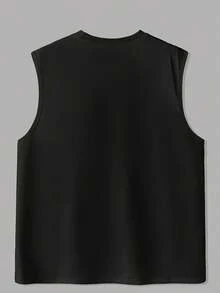 Camiseta sin mangas tipo tirantes con estampado "Grandpa" para hombre, camisetas interiores activas para entrenamiento en el gimnasio, 7. 05 oz de camiseta sin mangas transpirable estampada - Negro - Ver 2