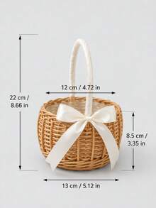 Woven Hand-Carried Flower Basket Rattan Storage Basket With Bow, Practical Woven Willow Flower Basket, Suitable For Birthday Parties - Flower Basket - View 11