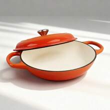 ABKOK Heavy Duty Enamel Cast Iron Casserole Pot With Lid, Non-Stick Enamel Cookware Perfect For Seafood, Soups, Stews, Compatible With Induction Gas Stove & Oven - View 9