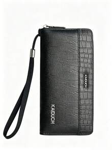 HOVI'S Men's Multi-Function Card Wallet | KAIDUCH PU Leather With Secure Zipper, Phone Size Design, Holds Essentials, Compact 19.5cm,Fathers Day Gifts - Black - View 9