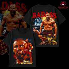 Camiseta, Para hombre, Camiseta con capucha vintage de lucha libre wwe bron breaker the dog face  legacy, Camiseta gráfica de gran tamaño y peso pe... - Negro - Ver 1