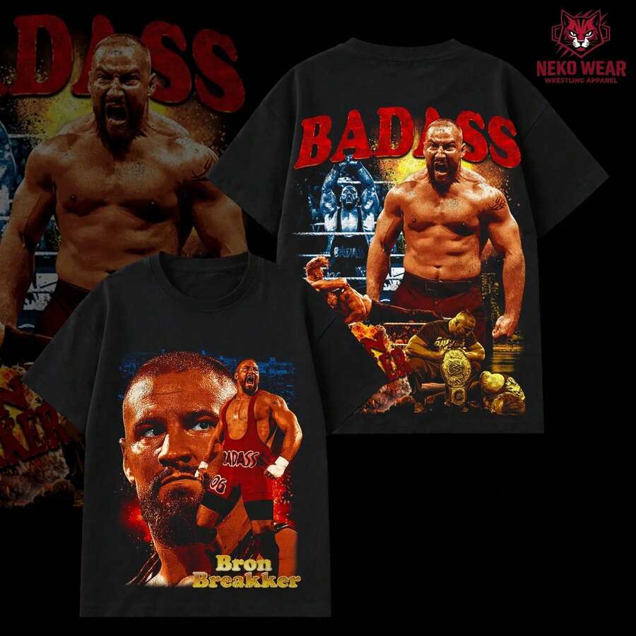 Camiseta, Para hombre, Camiseta con capucha vintage de lucha libre wwe bron breaker the dog face legacy, Camiseta gráfica de gran tamaño y peso pe... - Negro - Ver 1