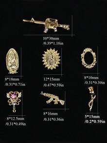 7-Piece Set, 35 Pieces. New 3D Design, Fairy Wand, Photo Frame, Gun-Shaped Nail Art Y2K Accessories. 3D, Simple, Versatile Nail Art Decorations. DIY Nail Art Decorations. Nail Ornaments And Nail Art Supply. Nail Charms - Multicolor - View 4