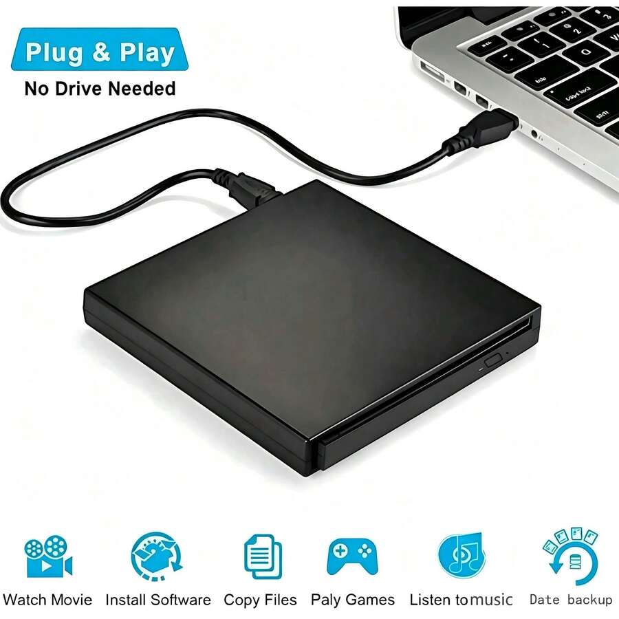 1個 USB 3.0 與 Type-C 外接光碟機 - 24X 高速讀寫、超薄便攜防震、靜音設計、隨插即用，相容於 Windows/Linux 筆記型電腦與桌上型電腦，非常適合數據備份與媒體播放