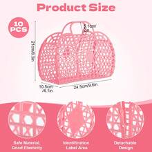 Portable Storage Open-Top Basket Style Minimalist Solid Color PE Jelly Material Waterproof Wear-Resistant Vacation Shopping Jelly Beach Tote Bag Reusable Beach Bag, Beach Basket, Grocery Basket, Toiletry Bag - Multicolor - View 4