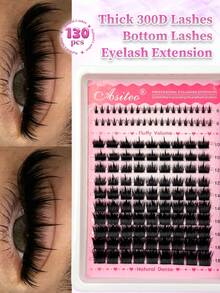 Asiteo 130Pcs D Curl 300D Pointed Tip Lash Clusters + Lower Lash, 6-18mm Length, Thick Single Lash For DIY Pointed Tip Lash Extension, Cartoon Lash Extension, Faux Mink Lash Extension, Dense Lashes, Dramatic Individual Lashes - D - View 1