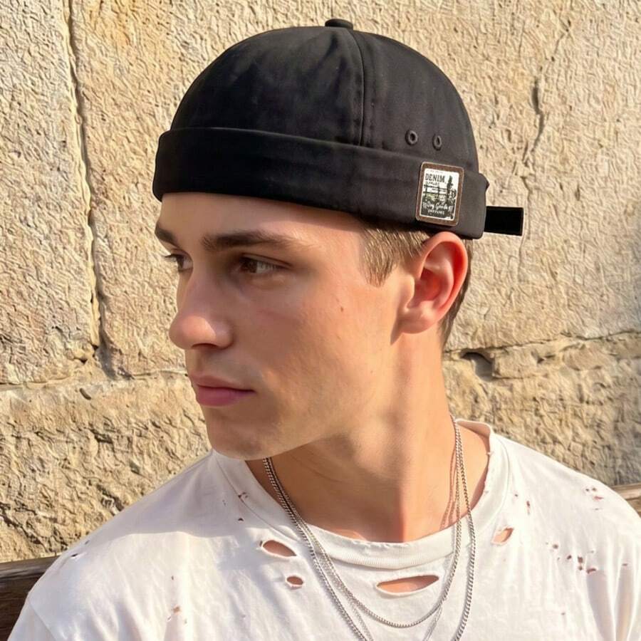 Spring/Autumn Landlord Hat, Men's Brimless Skull Cap, Street Dance Hip-Hop Hat, Japanese Retro Style