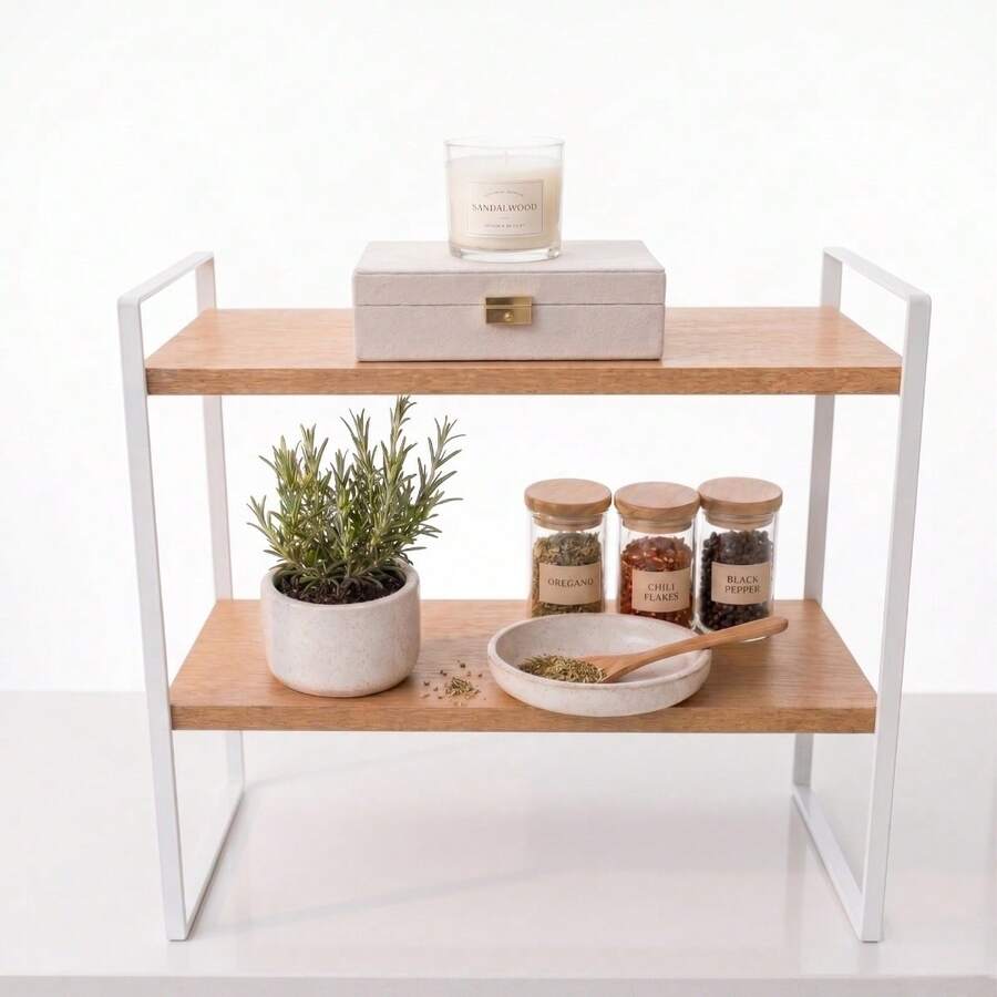 1 Pz Desk Organizer Shelf 2 Levels Multipurpose Resistant Back To School - Camel - View 1