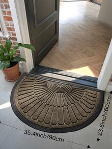 DAJIANG 1pc Polypropylene Rubber Mat, Half Circle, Striped Retro Modern Style, Scraper, Non-Blocking Door, Easy Cleaning, Suitable For Outdoor And Indoor Entrance Home Bathroom Decor Bath Rug Floor Carpet Outdoor Rug Door Mat Fall Decor Bathroom Accessories Back To School Entryway Decor - Brown - View 11