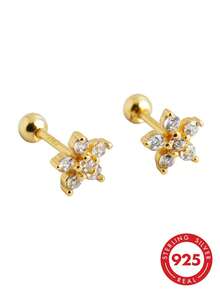1 Pair Elegant Earrings, High-Quality Jewelry, Women's Daily Wear, Birthday Gift, Star Design - Yellow Gold - View 8