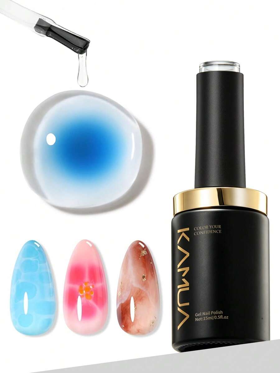 KAMUA 15ML 暈染凝膠 - 透明光暈指甲暈染凝膠指甲油，可用於擴散效果、大理石天然石紋、水彩花卉印花、浸泡式 DIY 夏季美甲設計，女性美甲禮物