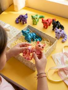 3D Printed Articulated Cat Toy, Flexible Jointed Finger Cat Toy With Movable Tail, Stress Relief Toy, Cute Cat Desktop Decoration, Sensory Anxiety Relief Toy, Perfect Party And Birthday Gift For Children And Teens, Random Color, Random Eye Color - Multicolor - View 7