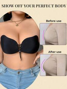 2pcs/1 Pair Strapless Invisible Bra, Reusable Push-Up Bra, Women Invisible Bra With Nipple Covers - Multicolor - View 1