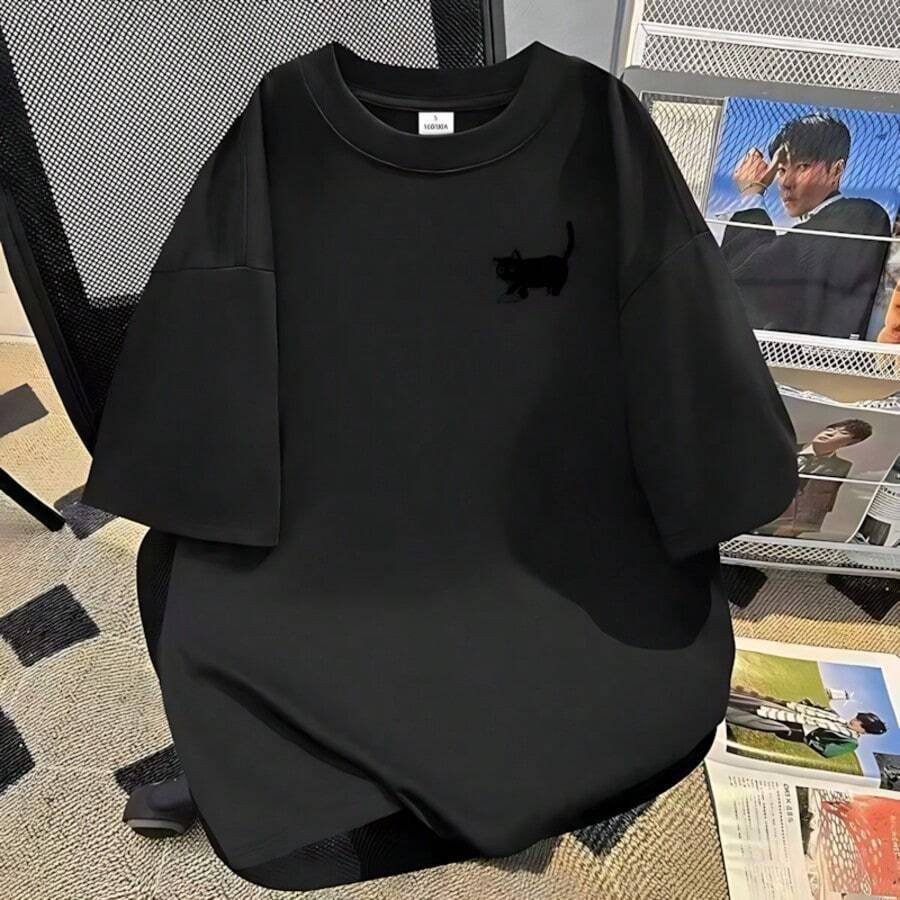 Women's Short-Sleeved, Crew-Neck T-Shirt, 100% Cotton. A Casual Summer Garment With A , And Versatile Style, Ideal For Fitness, Yoga, And Everyday Sports. - 黑色 - 查看 1