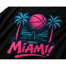 Miami Vice T-Shirt | Retro 80s T-Shirt With Neon Vaporwave Design - 黑色 - 查看 2