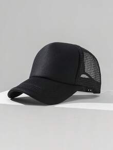 1pc Women's Solid Color Mesh Minimalist Lightweight Baseball Cap With Adjustable Buckle, Suitable For Daily Wear, Random Color - Black - View 5