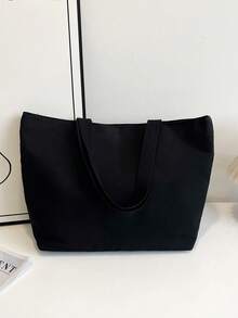 Minimalist Printed Canvas Tote Bag - Multicolor - View 9
