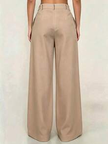 Pantalones casuales con efecto de drapeado y diseño asimétrico para primavera - Caqui - Ver 3