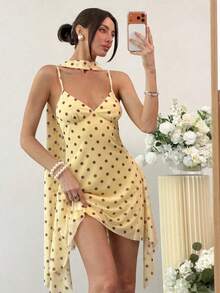 Vestido corto de verano con tirantes finos y estampado de leopardo sexy para mujer - Multicolor - Ver 7