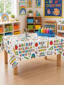 1 buah Taplak Meja Dekorasi Kembali ke Sekolah, Pola Belajar Pensil Buah Alfabet ABC, Penutup Meja yang Dapat Dicuci, Perlengkapan Pesta Hari Pertama Sekolah untuk Dekorasi Meja Makan Kelas Taman Kanak-kanak Homeschooling - MultiWarna - View 7