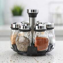 Revolving Spice Rack Organizer Countertop, Spinning Spice Storage Rack Tower Organizer With 6/12 Empty Jars, Rotating Spice Holder Shelf Seasoning Rack Shelf, Spice Seasoning Bottle Organizer - Black - View 8