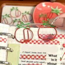 50/30/10/5/1pc Creative Tomato Shaped Paper Clips, Realistic Tomato Design With Red And Green Contrast Color, Can Be Used To Clip Documents, Organize Test Papers, Mark Book Pages, Also As Planner Decoration, Bookmarks, Compact And Portable, Room Decor, Office Desk Accessories, Bedroom Decor, Office Supplies, Table, Bedroom - Multiple Styles - View 1