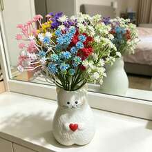 1pc Creative Heart Cat Shaped Vase Makeup Brush Holder Desktop Gift Home Decor - Multicolor - View 7