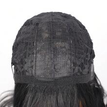 Medium Length Straight Wavy Wig With Bangs, Bio Organic, Identical To Human Hair, Premium RONISE +WIGCAP 1B/ Black - 1B - 查看 5