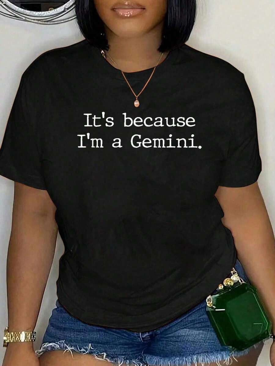 Ultra Comfort Luxe Fabric Women's Tee100% Cotton Gemini AF Astrology Birthday Zodiac Horoscope Lovers Vintage T-Shirt Casual Short Sleeve Shirt - 黑色 14 - 查看 1