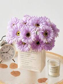 24/12/6/2pcs Artificial African Daisy, Silk Faux Flowers, Artificial African Chrysanthemum, Bulk Faux Sunflower, Wedding Bouquet, Party Home Kitchen Decoration, Scene Arrangement, Party, Holiday Decoration - Mauve Purple - View 3