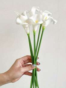 16/11/6/4/1 Stück weiße künstliche Calla-Lilien, PU-Touch, geeignet für Hochzeit, Zuhause und Bürodekoration, ideale Wahl für Muttertag und Frühlingsblumenarrangements, kann für Zuhause, Außenbereich, Hochzeitsdekoration, Valentinstag, Muttertag verwendet werden - Verschiedenfarbig - Übersicht 7
