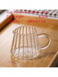 Japanese Style Striped Glass Coffee Pot, Pointed Milk Jug, Small Milk Cup. Espresso Cup, Milk Jug. Microwave . Kitchen Supplies - Clear - View 10