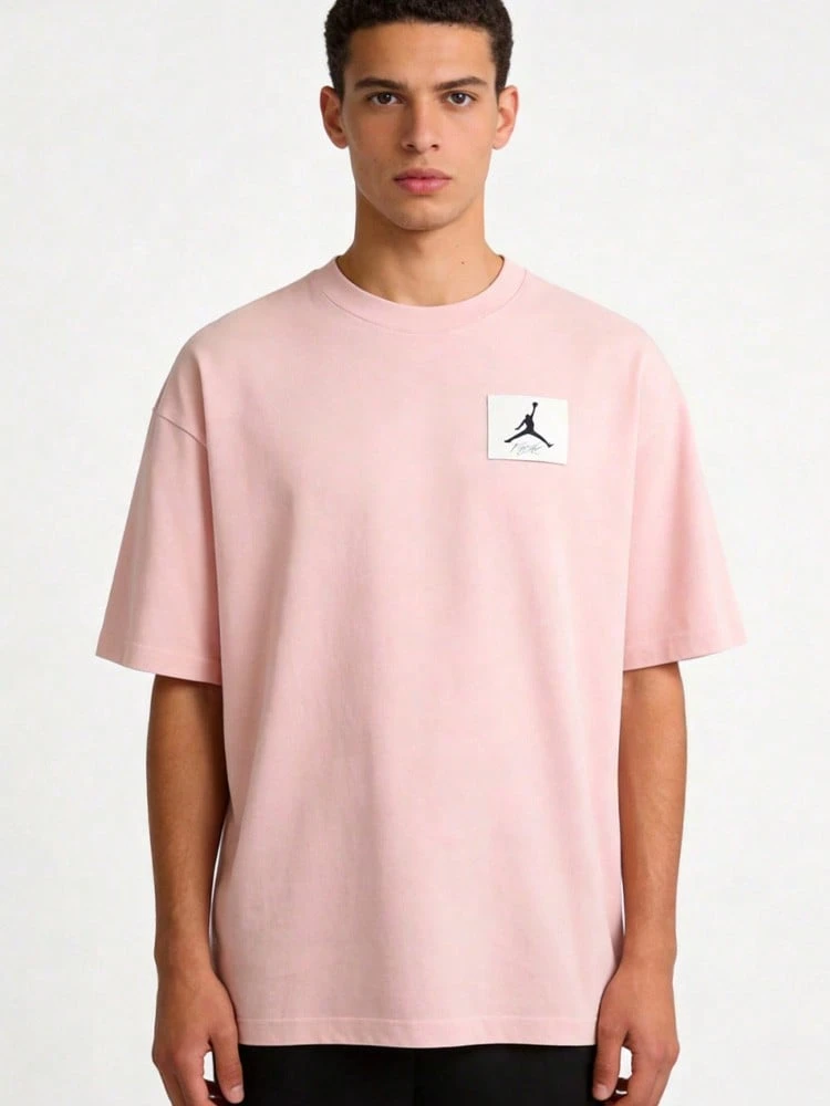 Nike Jordan Flight Essentials Logo-Embellished Stylish And Comfortable Crew Neck Casual Pullover Short-Sleeved T-Shirt For Men, Pink. - Pink - View 1