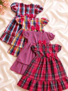 Checkered Festa Junina Dress For Girls - Country Girl - 彩色 - 查看 9