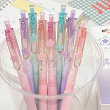 2/4pcs Cute Sakura Gel Pens, Aesthetic Macaron Color Retractable Ballpoint Pens With Soft Grip, 0.5mm Fine Tip Smooth Writing Pens, Suitable For Diaries, Notes, School And Office Supplies, 4 Packs Cute Stationery, Perfect For Girls - Cherry Blossom Pen - View 10