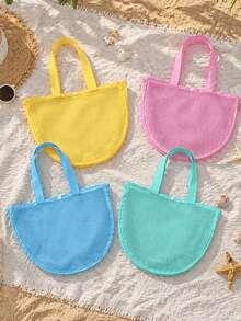 1pc Mesh Beach Bag For Kids, Shell Storage Bag, Seashell Mesh Bag, Beach Bag, Mesh Seashell Collection Bag - Multicolor - View 3