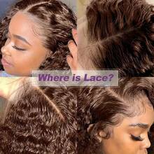 5*5 Closed Lace Front Wig Jerry Curly Transparent Lace, Glueless, 13x4 Large Transparent Lace Front #4 Brown Wig Pre-Cut & Pre-Plucked, Ready-To-Wear Wig Made Of Human Hair Blend, Quick Installation, Suitable For Beginners - Brown - View 6