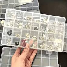 28格多功能塑膠收納盒，透明塑膠現代風附蓋，可收納耳環、戒指等珠寶、美甲用品、美甲工具與配件，耐用多層收納盒，可攜式防塵耳環項鍊收納盒 - 彩色 - 查看 2