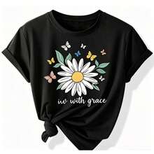3 manga corta moda femenina de manga cuello redondo 100% algodón primavera verano invierno utiliza ampliamente para oficina otros adecuados mujer  hombre camisetas de verano negro blanco - Negro - Ver 2