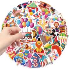 50PCS Carnival Circus Stickers, Aesthetic Stickers, High Quality Stickers Scrapbook, Decorative Paper, Journaling, Laptop, Bumper, Skateboard, Water Bottles, Computer, For Gift Bags, Envelope Seals, Party Decoration - Carnival Circus - View 5