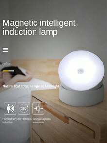 1pc LED Smart Motion Sensor Night Light, 360° Rotatable Night Light, Detachable Design With Magnetic Base And Eye Motion Sensor, Closet Light, Wireless LED Light, Bedside Lamp, Small Lamp, Wall Light, 3x AAA Battery Powered, Staircase Motion Sensor Night Light, No Electricity Wall Light, Suitable For Bedroom, Kitchen, Hallway, Bathroom, Bedside Table, Room Decor, Travel, Bedroom Night Light, Home Decor, Gaming Light, Gift - Rotating Night Light - View 4